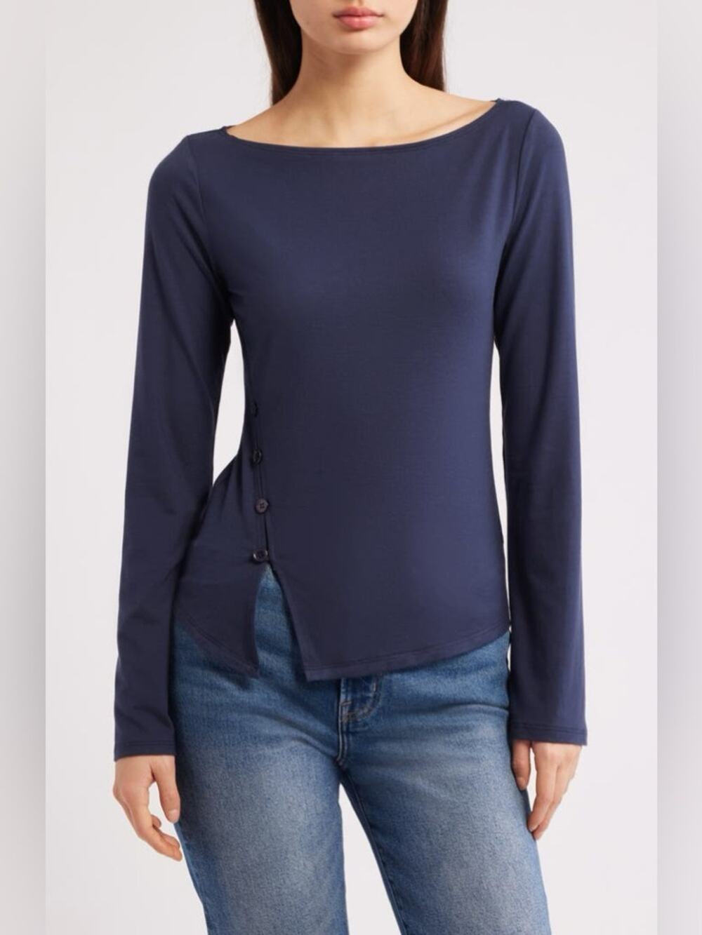 Reformation Nicola Knit Top in Midnight M